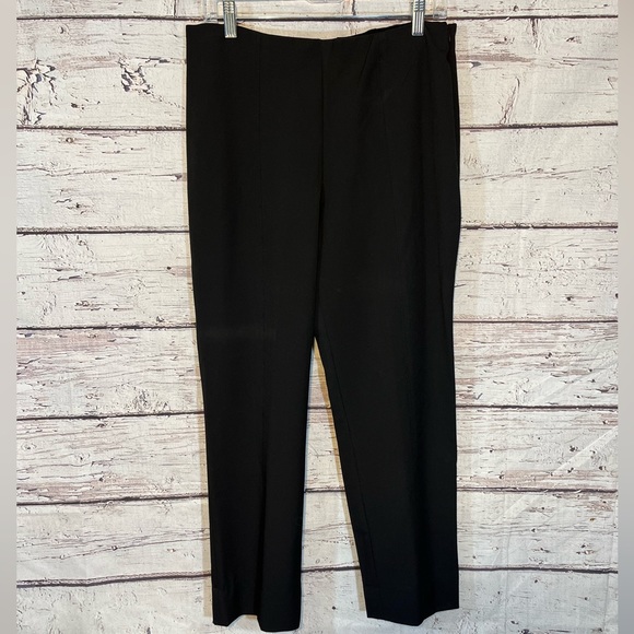 CYNTHIA ROWLEY Dress Pants w Leg Seams and Back Cutout Hem Black-12 - Picture 1 of 2